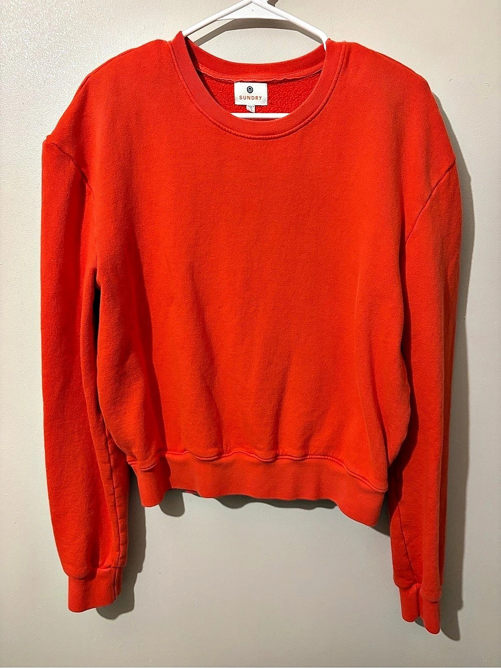 Sundry Cotton Crewneck Sweatshirt with shoulder pads in Orange Size 1